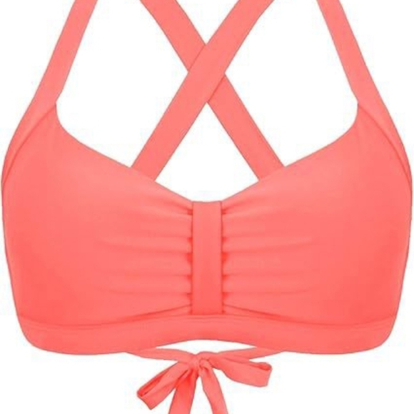Pink Sporty Bikini with Cross-Back Design, Top Only, New, Size L - Picture 1 of 4